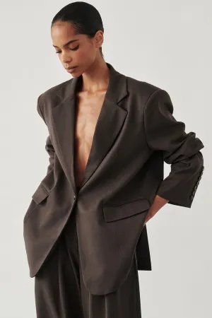 Wind Resistant Coating EDEN BITTER CHOC OVERSIZED BOXY BLAZER