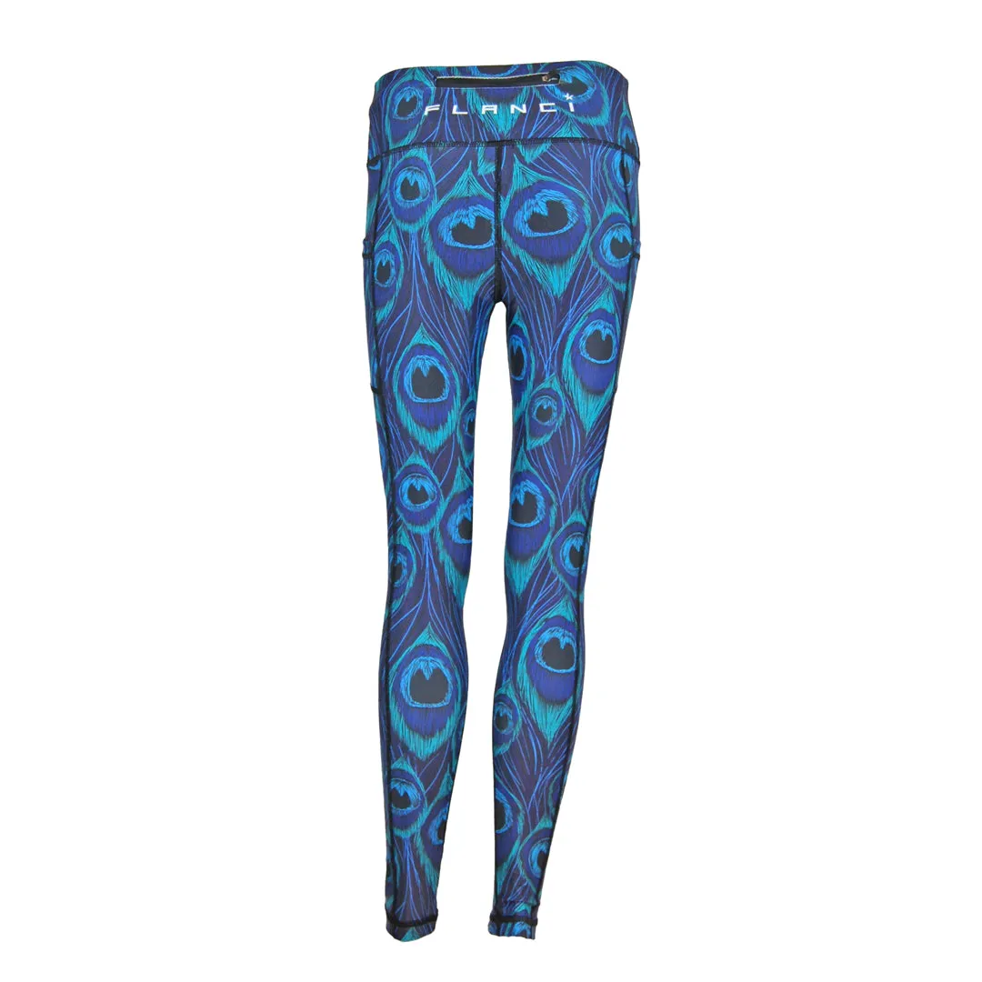 Urban Commuter Squat Proof Mesh Panel Gym Workout Unisex Leggings | Blue Peacock