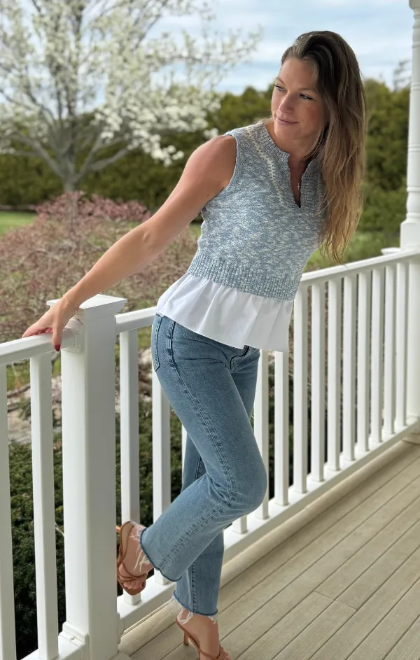 Sleeveless Twofer Stylish Staple DenseKnit Fabric