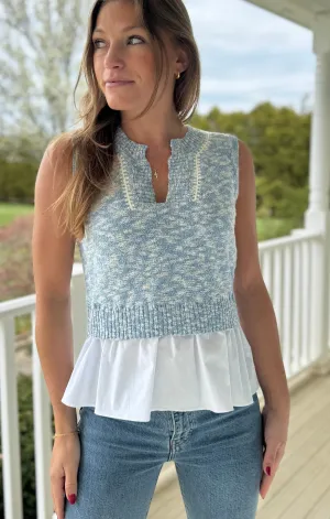 Sleeveless Twofer Crewneck Style EcoCertified Wool Blend