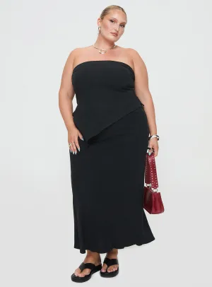 Smart Fit Ermias Linen Blend Midi Skirt Black Curve