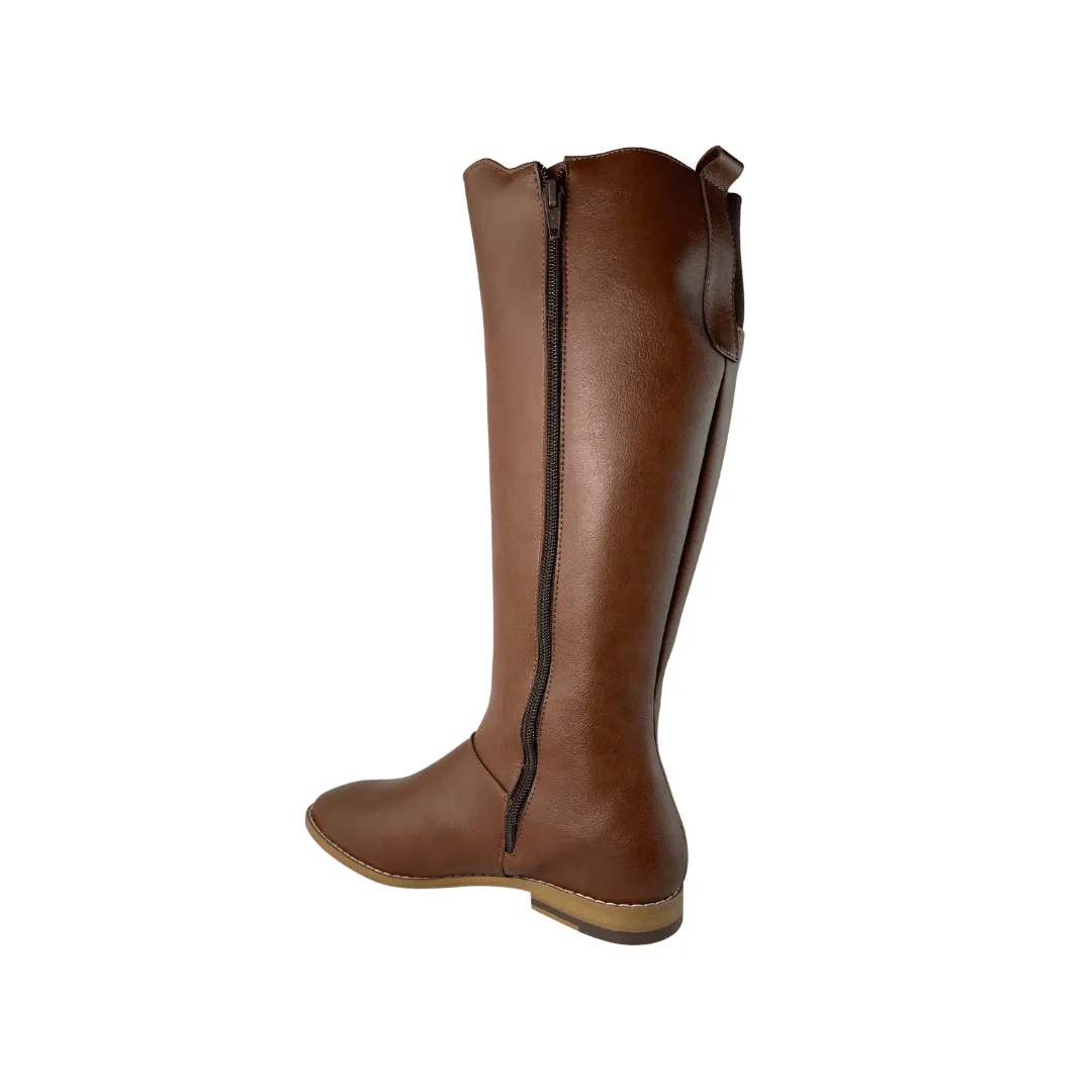 comfortable socks Quick Dry Technology 'Holly' vegan leather knee-high riding boot by Zette Shoes - cognac