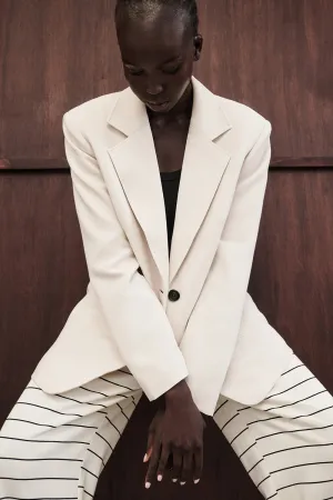 Stripe Look Sport Inspired Style CHELSEA BONE OVERSIZED BLAZER