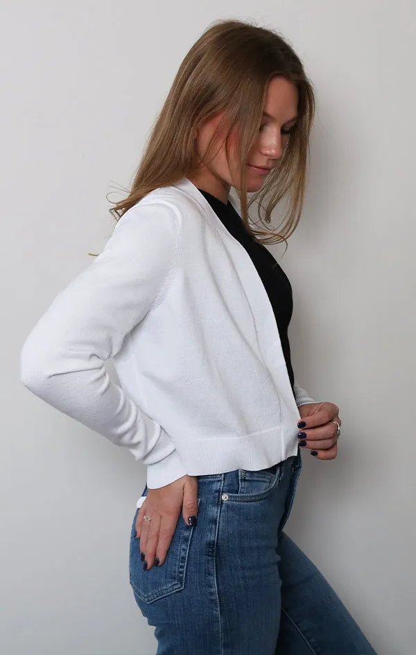 Open Front Crop Cardi Minimalist Stitching Chill Weather