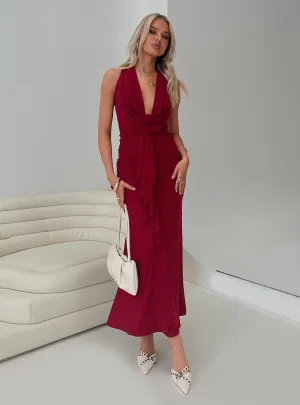 Bold colors Stay Cool Corzetti Maxi Dress Burgundy