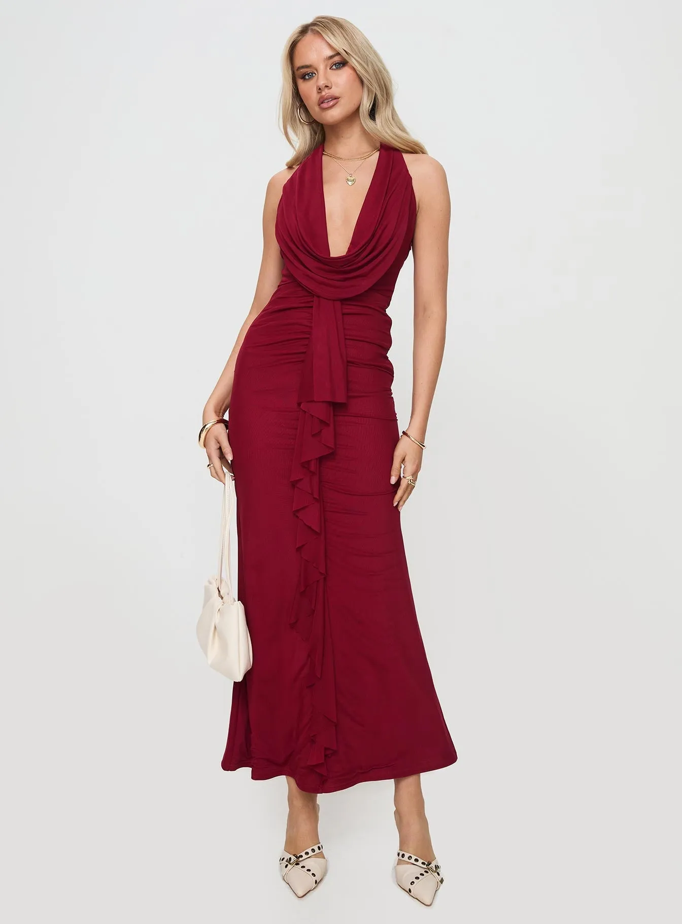 Corzetti Maxi Dress Burgundy Lounge Cut