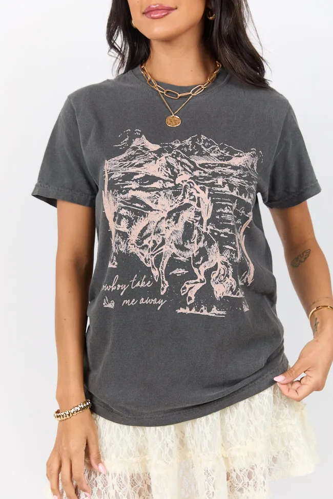 Cool Vibes Cowboy Take Me Away Dark Grey Graphic Tee
