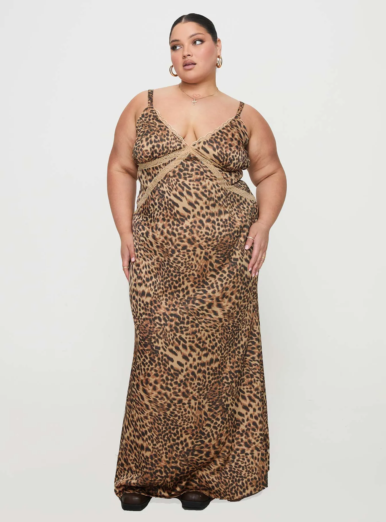 Sanctuary Maxi Dress Leopard Curve Silky-Feel flattering appearance