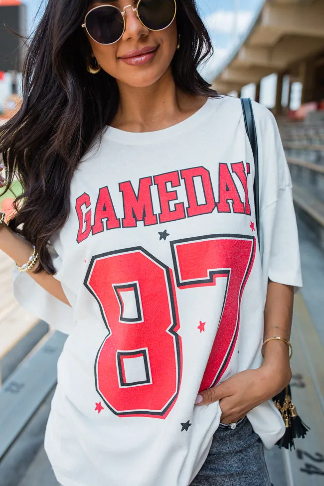 Tight fit sexiness Gameday 87 Off White Oversized Graphic Tee SALE
