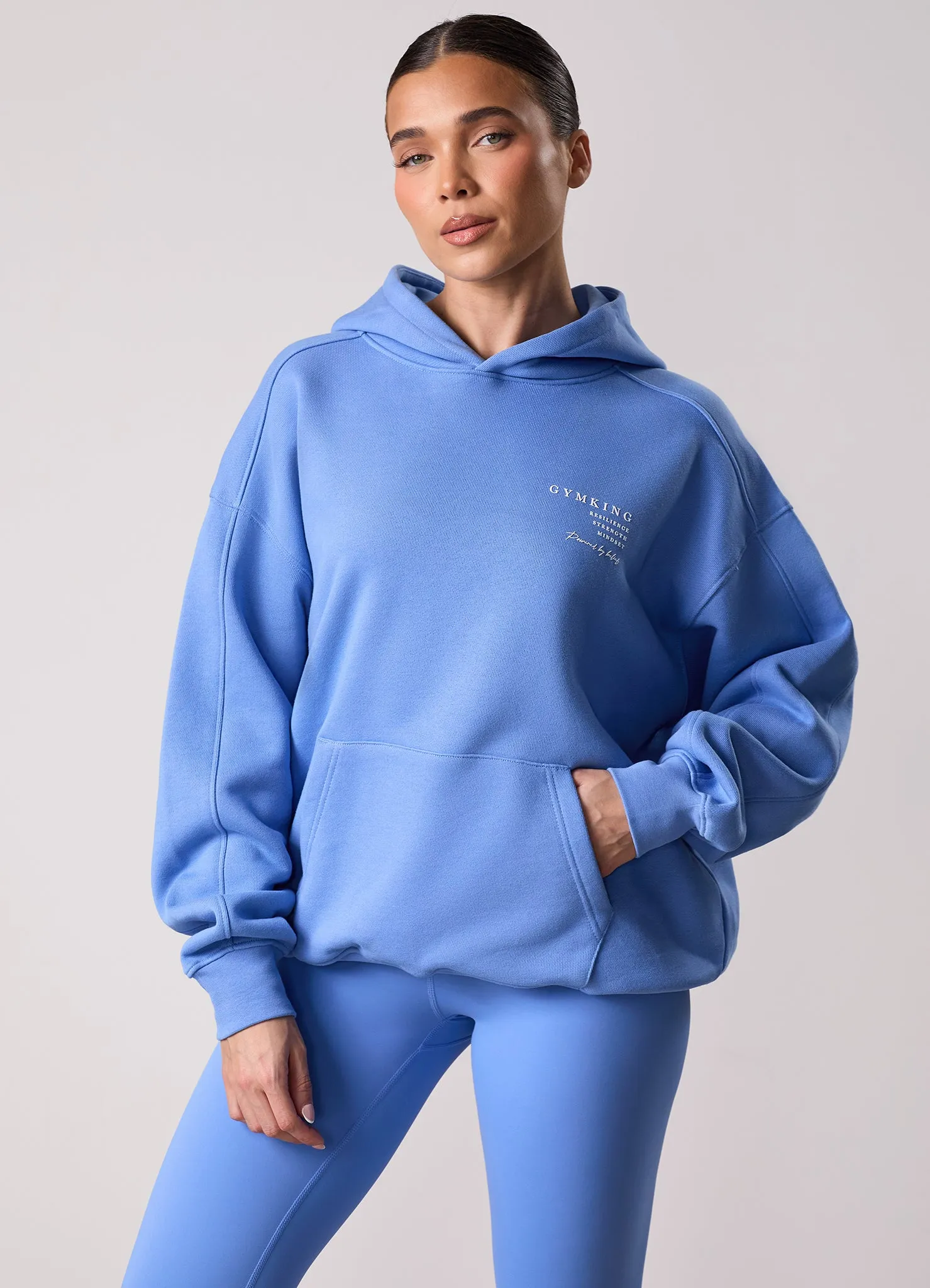 Gym King Define Oversized Hood - Iris Blue Buttoned Chill Wear