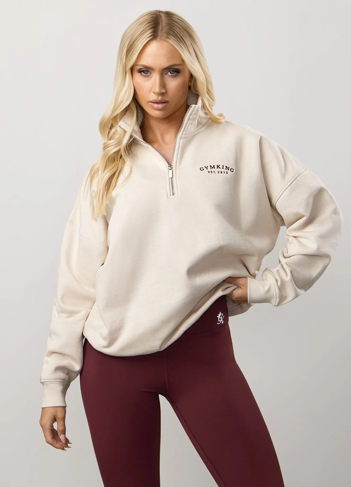 wrinkle free Timeless Layer Gym King Compose Fleece 1/4 Zip Funnel - Butterscotch Marl