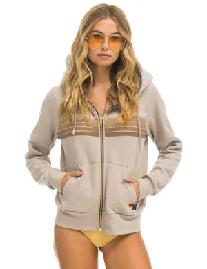 5 Stripe Zip Hoodie, Sand/Tan Outdoor Relaxed Matte Finish