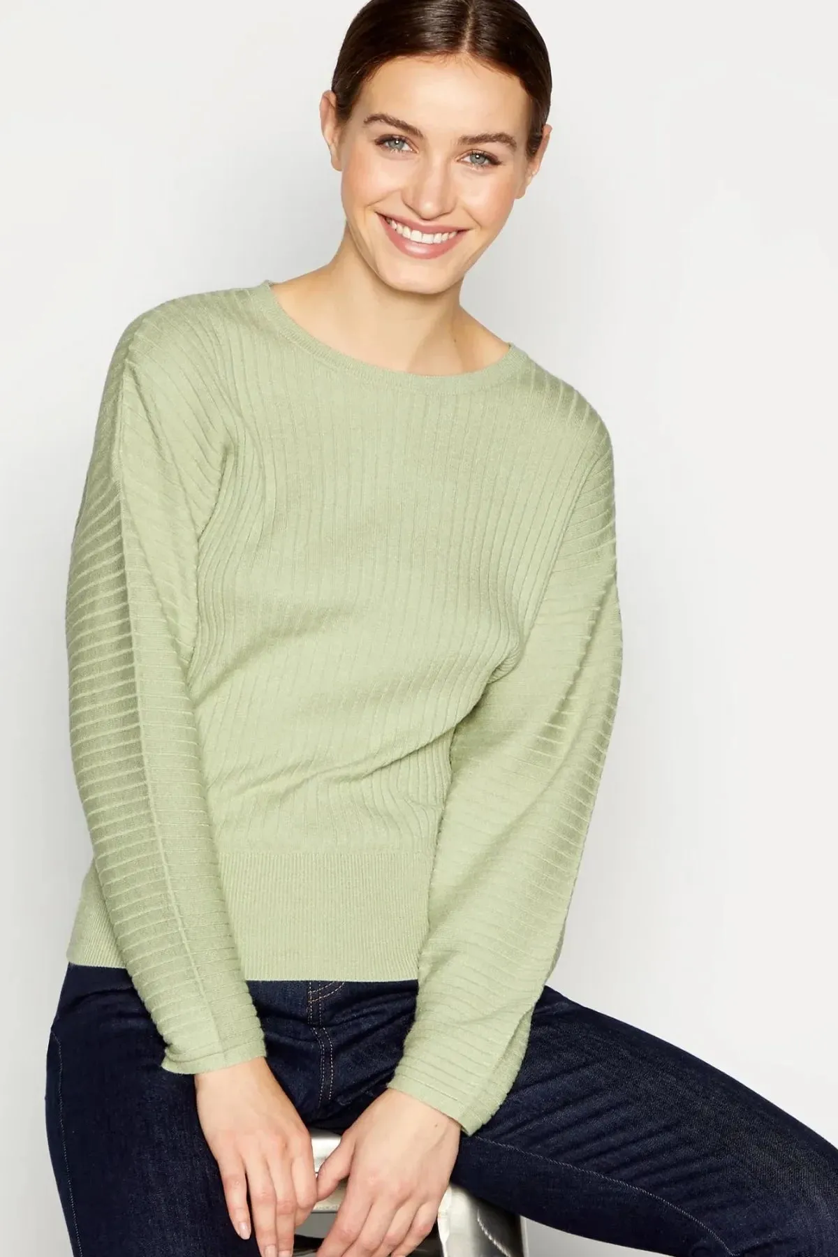 Ribbed Dolman Sleeve Jumper Relaxed Comforted