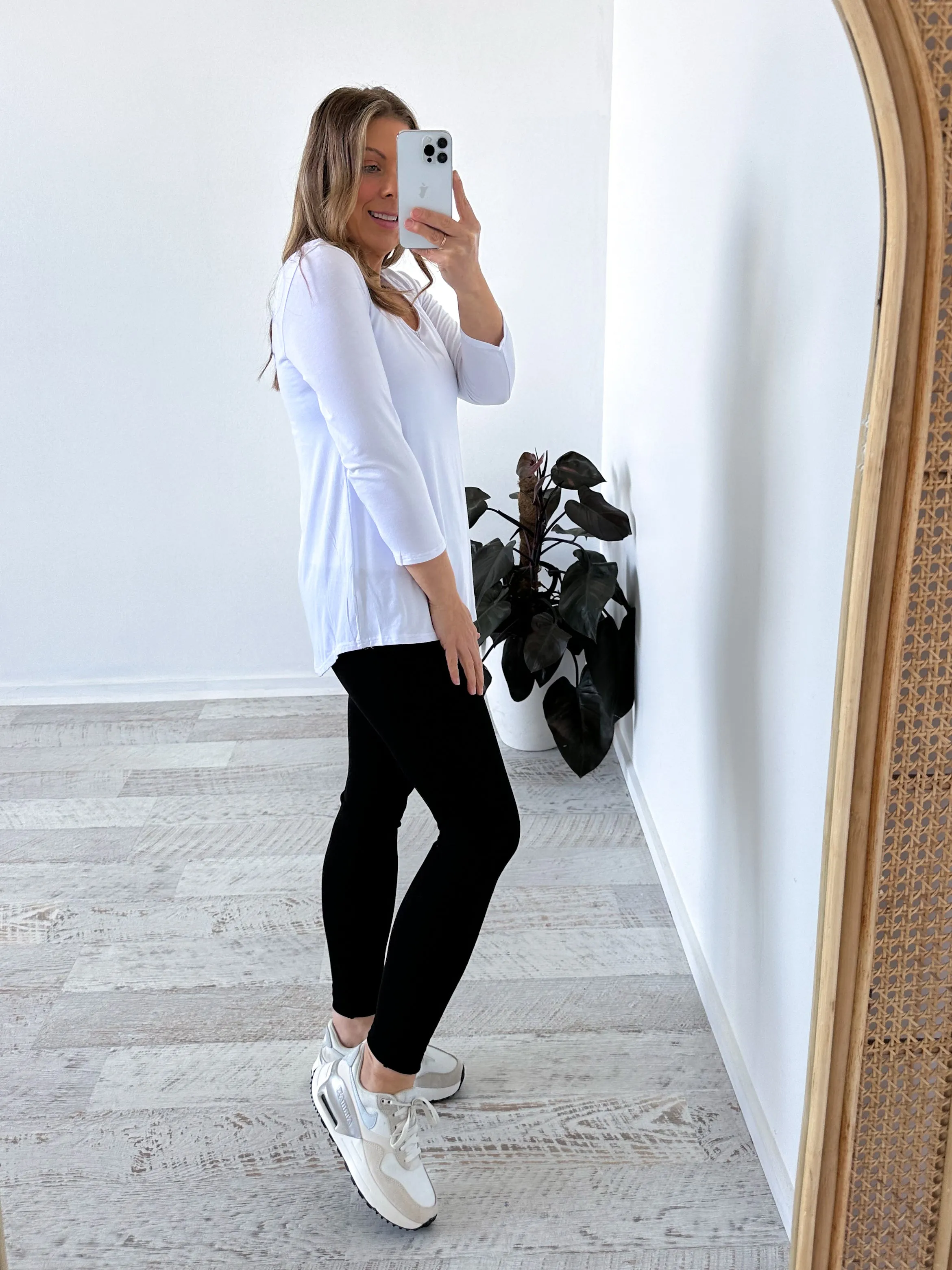 Lynette Long Sleeve Top - White Cozy Comfort