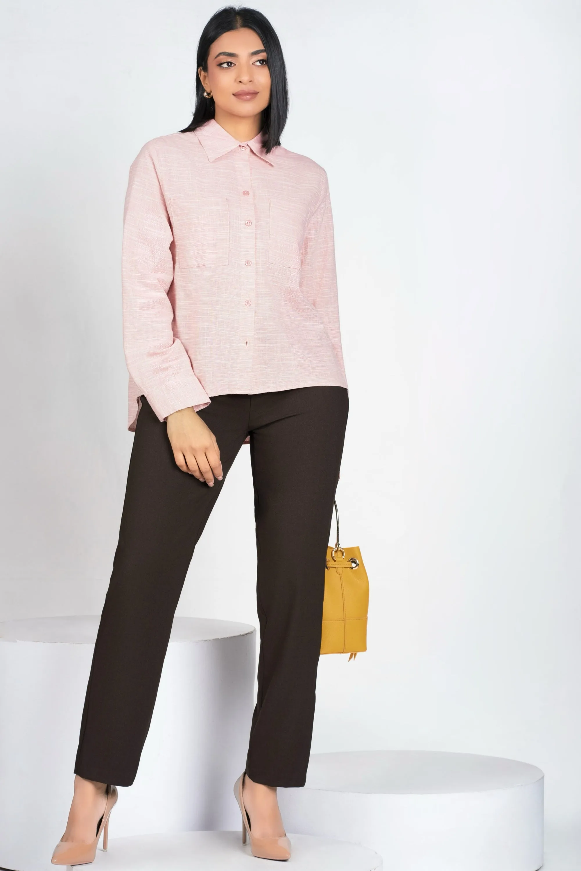 Quick Comfort Design Breathable Stretch Fit Pink High Low Shirt