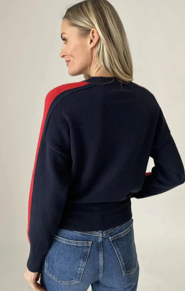 Non Irritating Edging Machine Washable Design Lottie Striped Heart Sweater