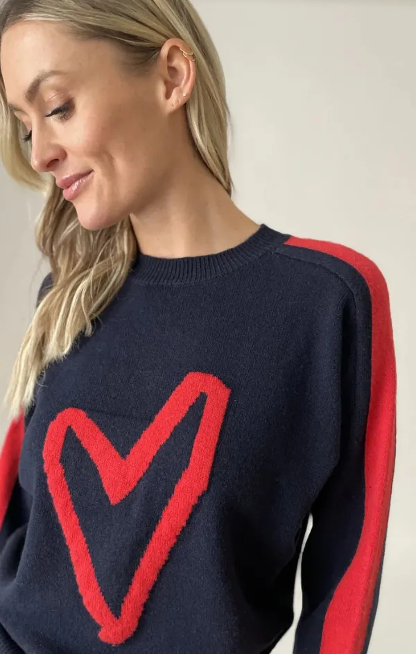 Effortless Comfort Lottie Striped Heart Sweater