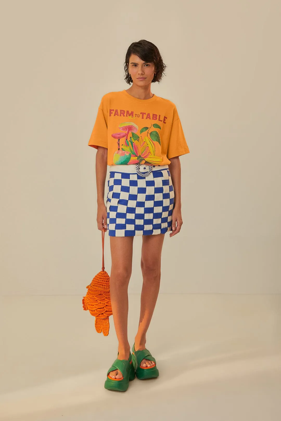 Stretch Waist Orange Farm Rio To Table Organic Cotton T-Shirt