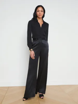 Perfect Length No Ride Pilar Silk Wide-Leg Pant