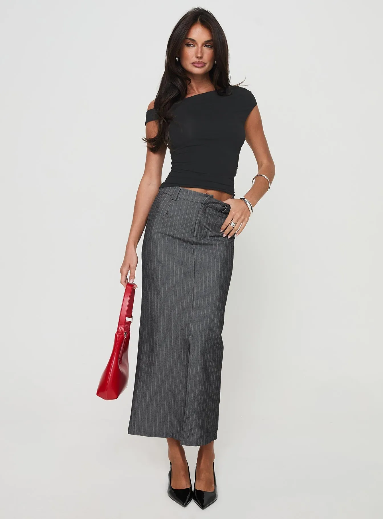 Style Staple Convertible Length Cubeb Maxi Skirt Grey