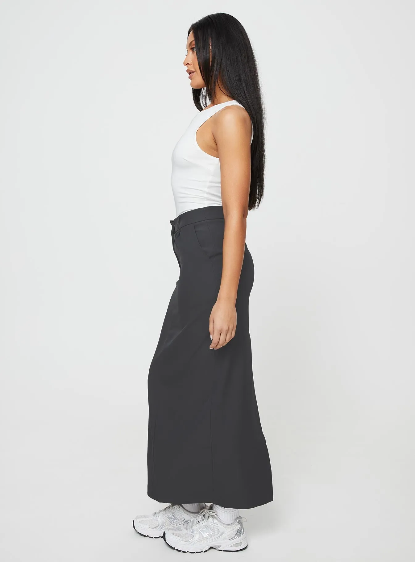 Convertible Style Edgy Look Raquel Maxi Skirt Slate