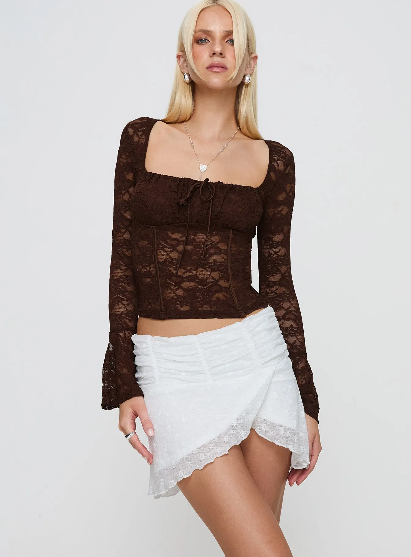 slim fit Sanchia Ruched Mini Skirt White