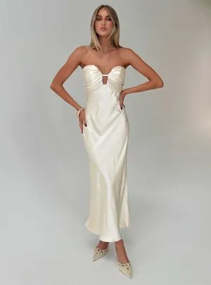 Cyprian Strapless Maxi Dress Champagne Casual Tones Cozy Style