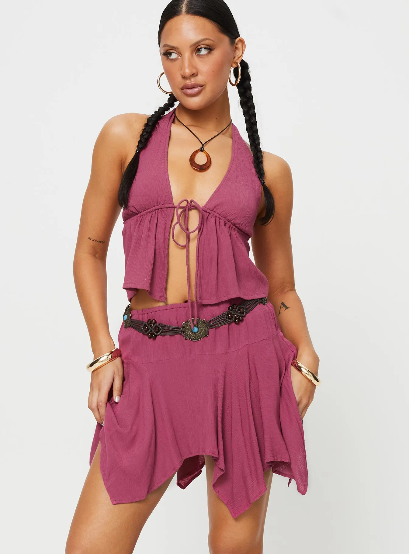 Daco Mini Skirt Rose Relaxed Look