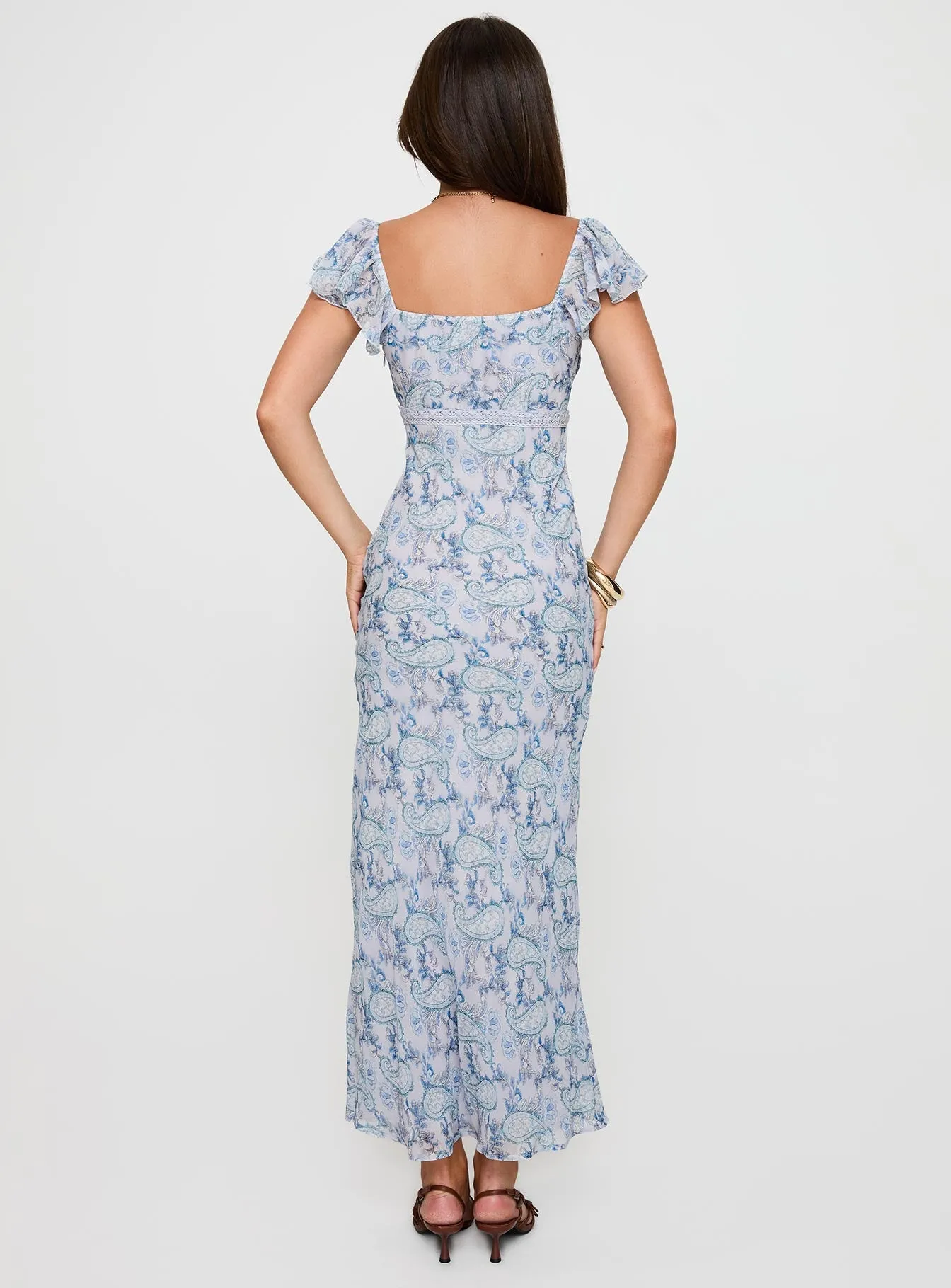Color Pop Flattering Look Dahleia Maxi Dress Blue Paisley