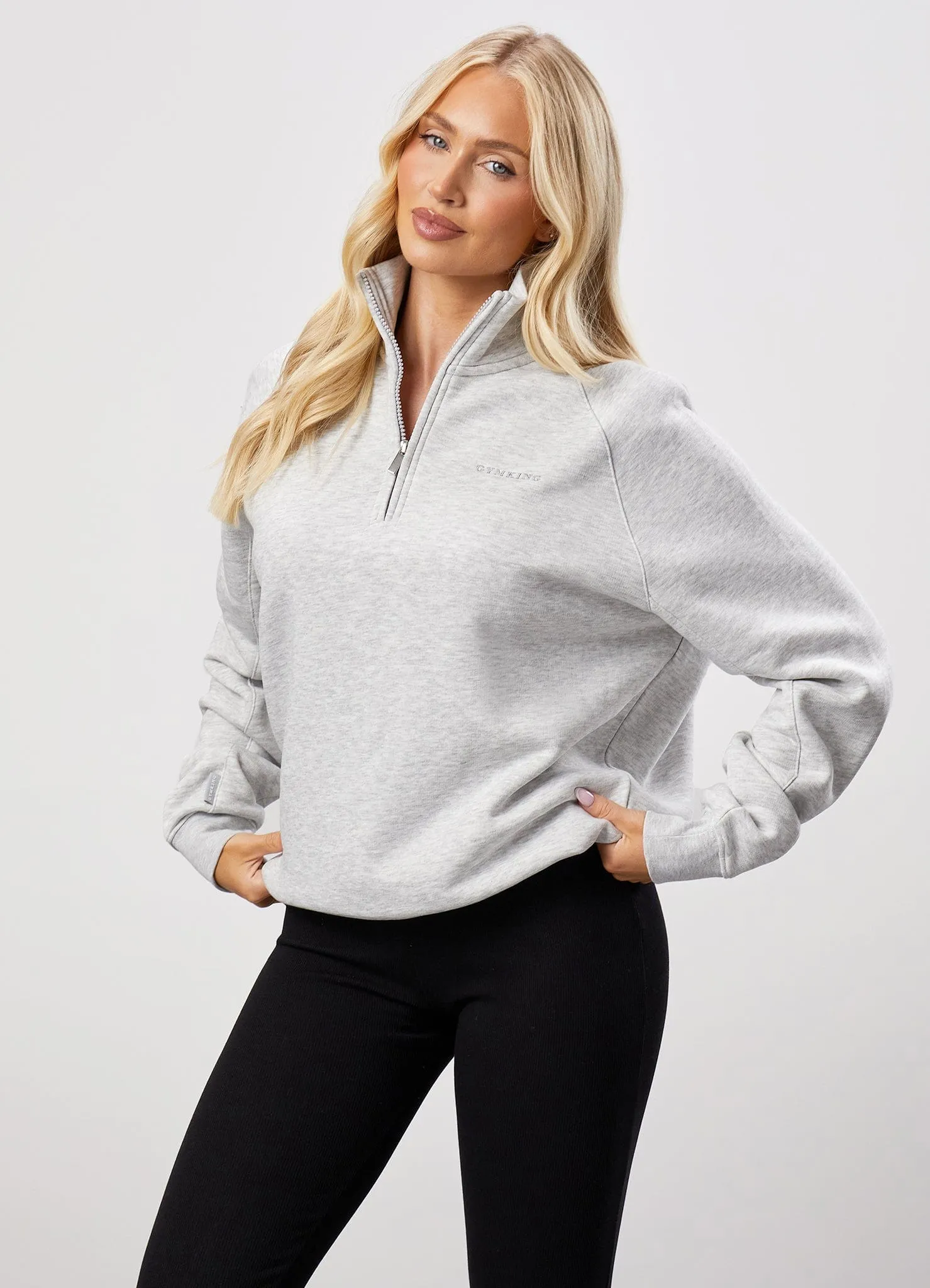 Gym King 365 Raglan Sleeve Funnel - Snow Marl Timeless Minimal product graduation pride