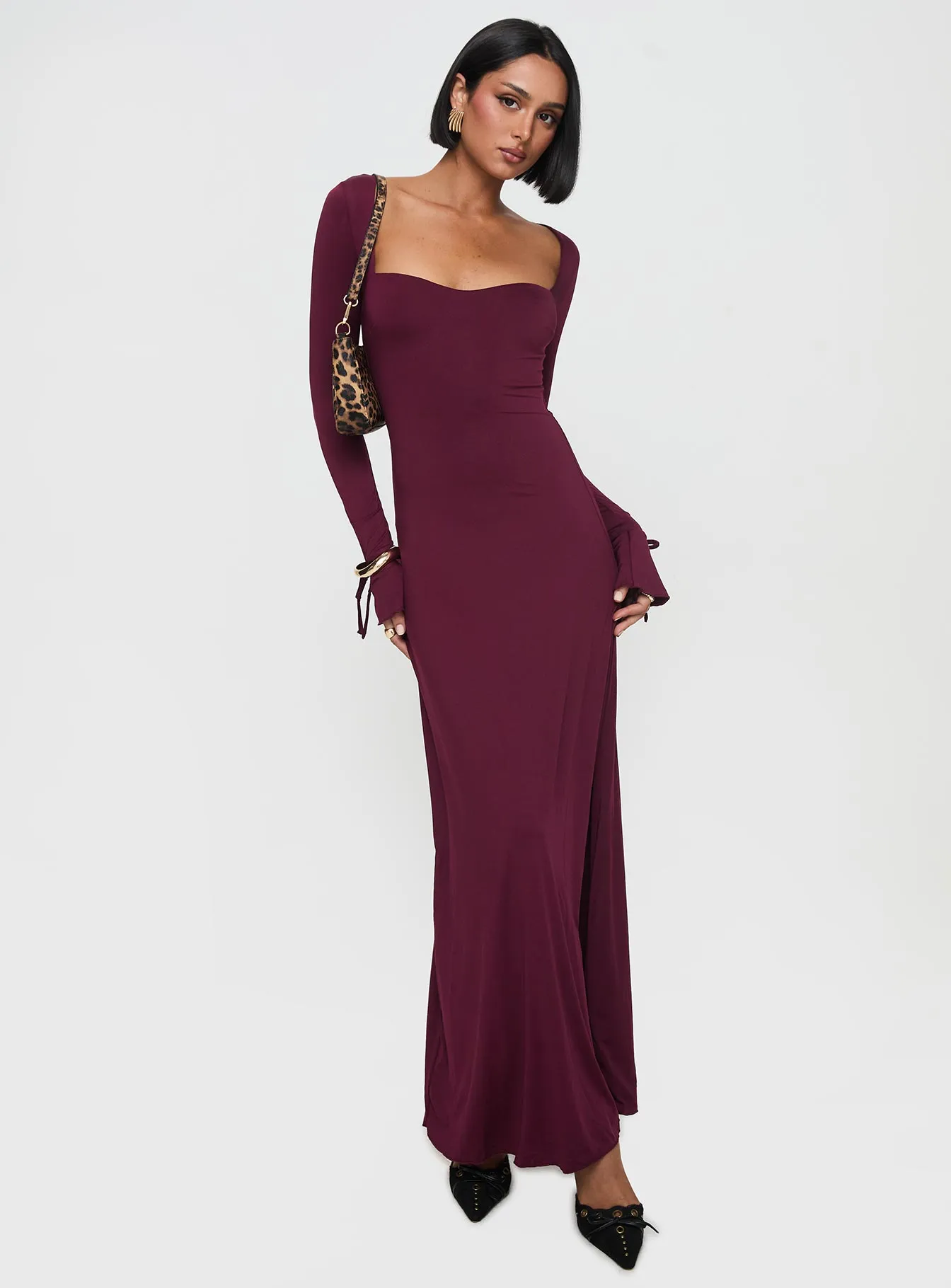 City Bright Dalzine Maxi Dress Burgundy