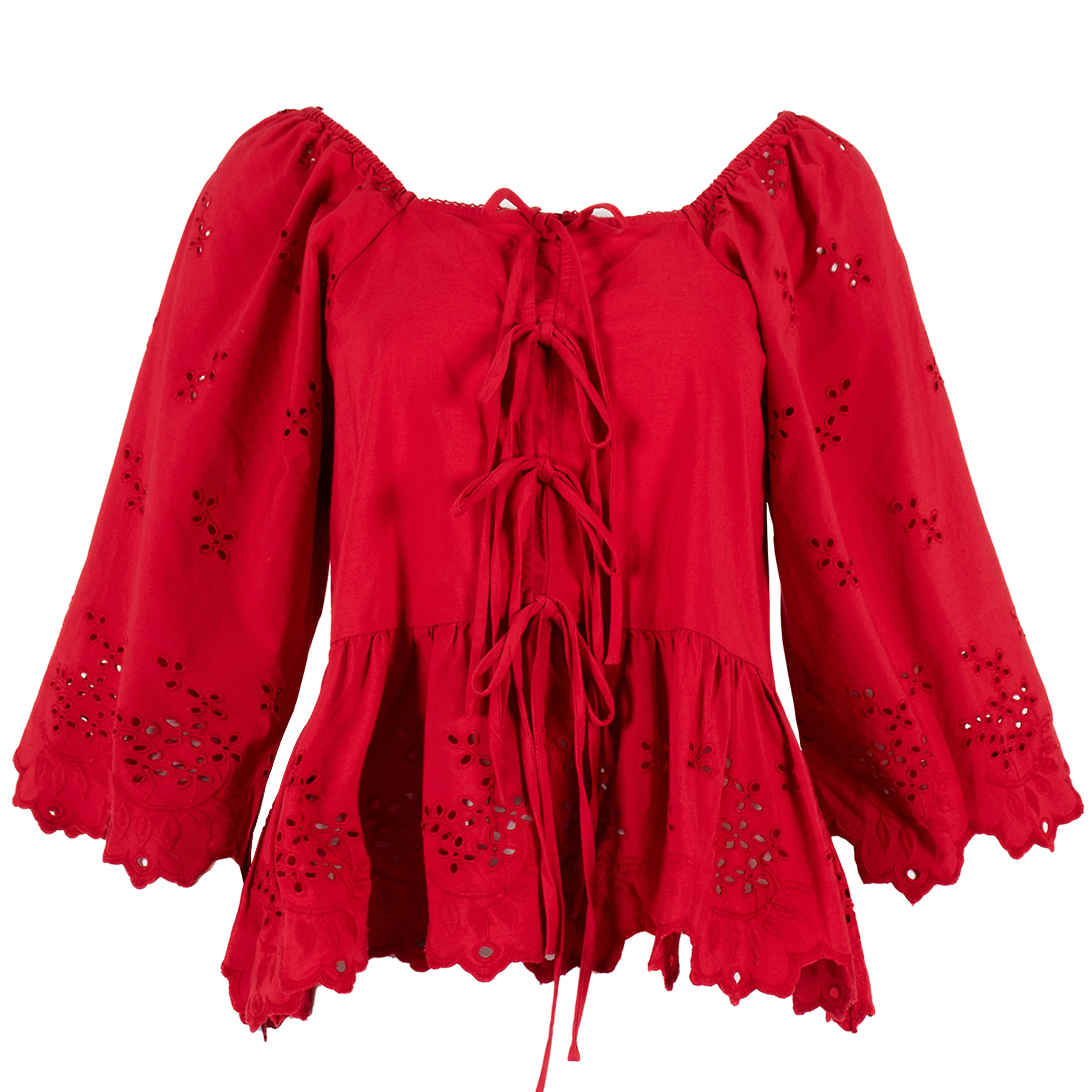 Casual Shirt Damson Madder Lana Blouse Red Broderie -