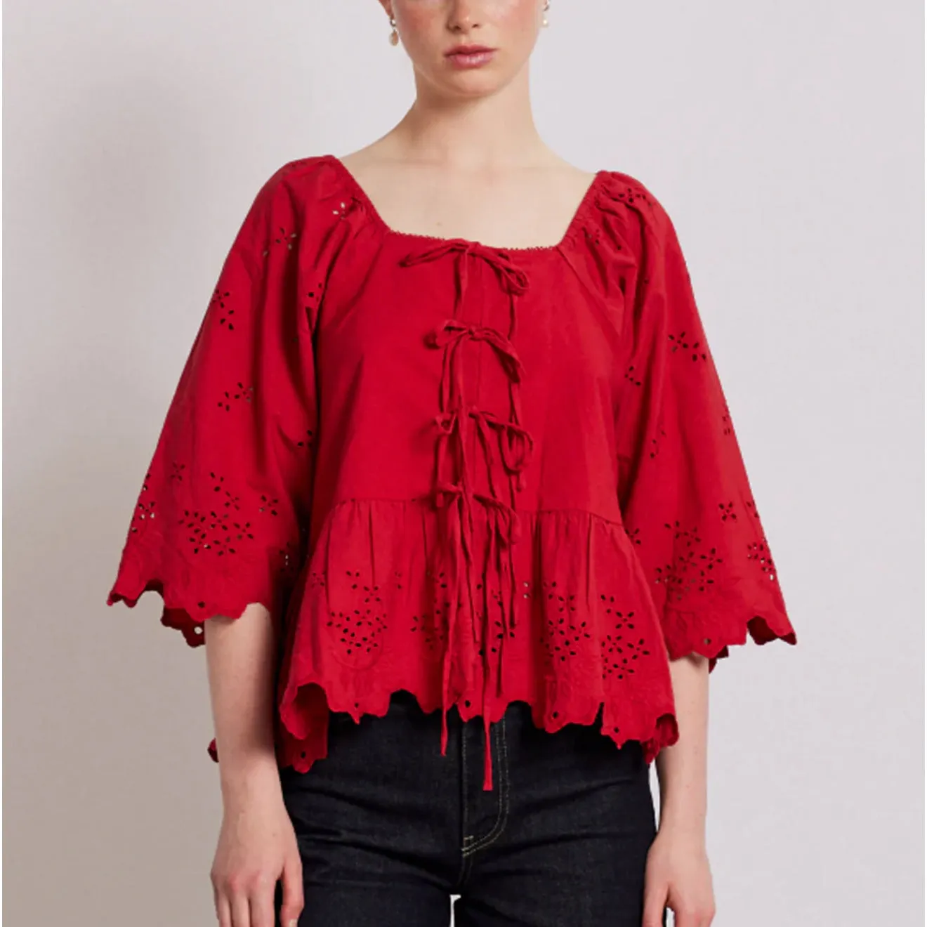 Damson Madder Lana Blouse Red Broderie - simple design