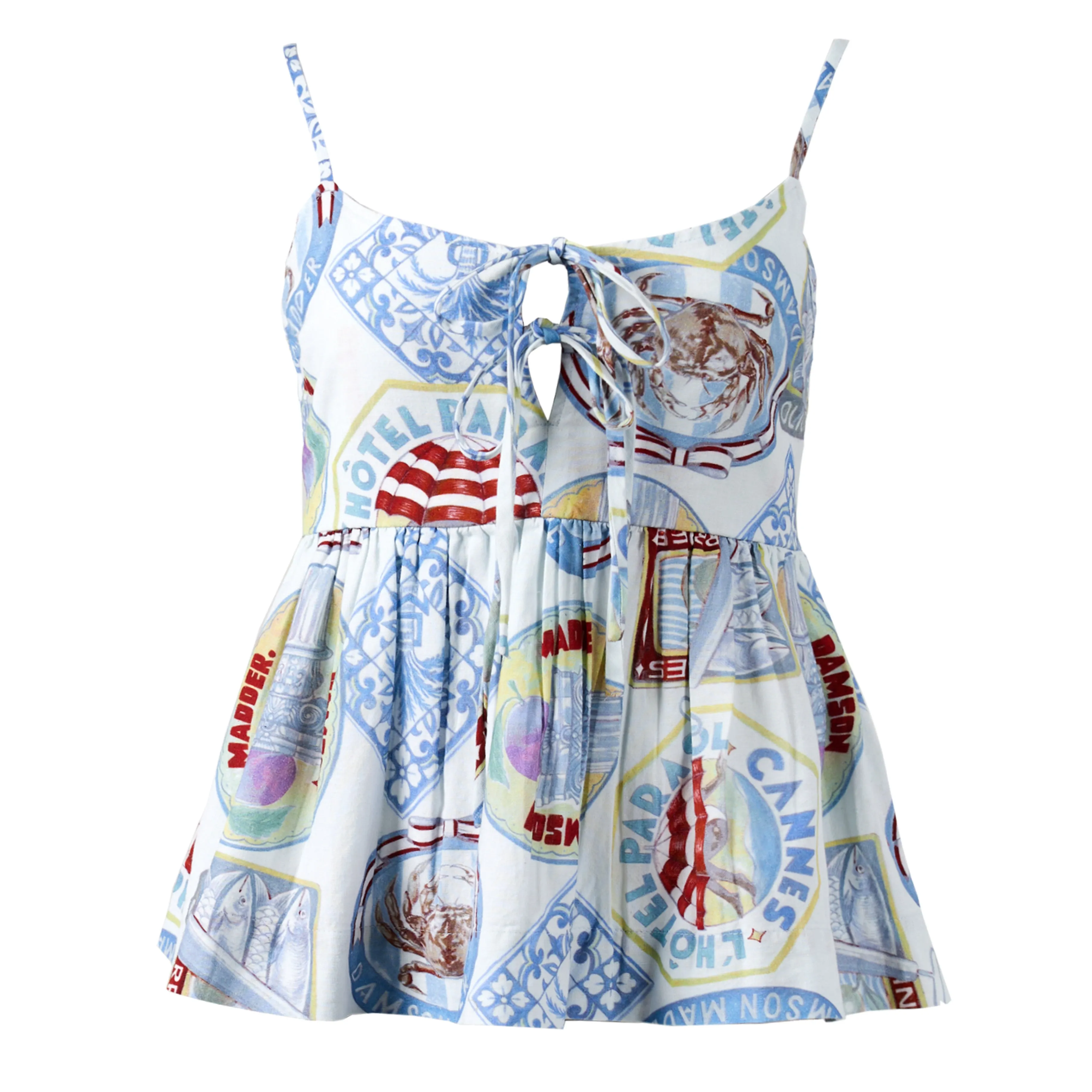 Italian Flair Damson Madder Penny Shell Top Holiday Print