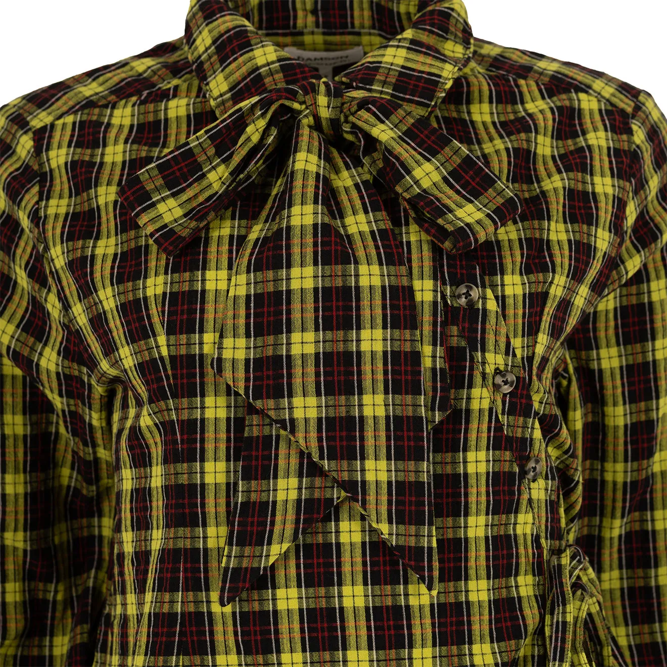 Damson Madder Robyn Shirt With Removable Tie Yellow Check Casual Sweatshirt Layer Play