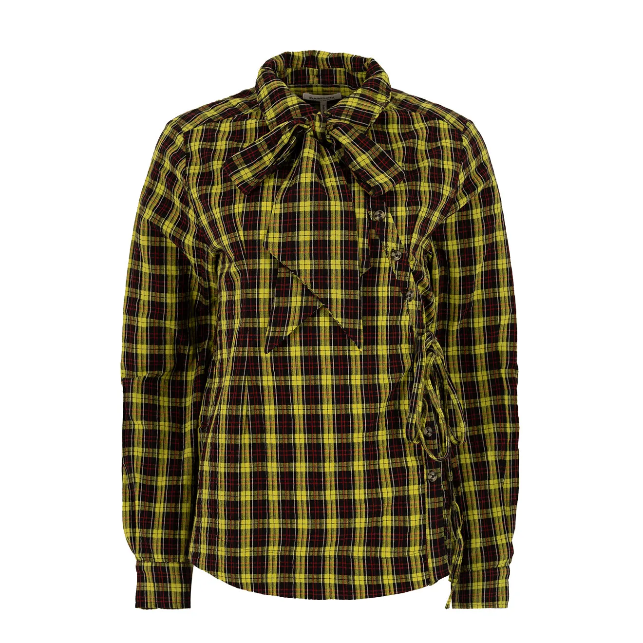 TaglessDesign Damson Madder Robyn Shirt With Removable Tie Yellow Check