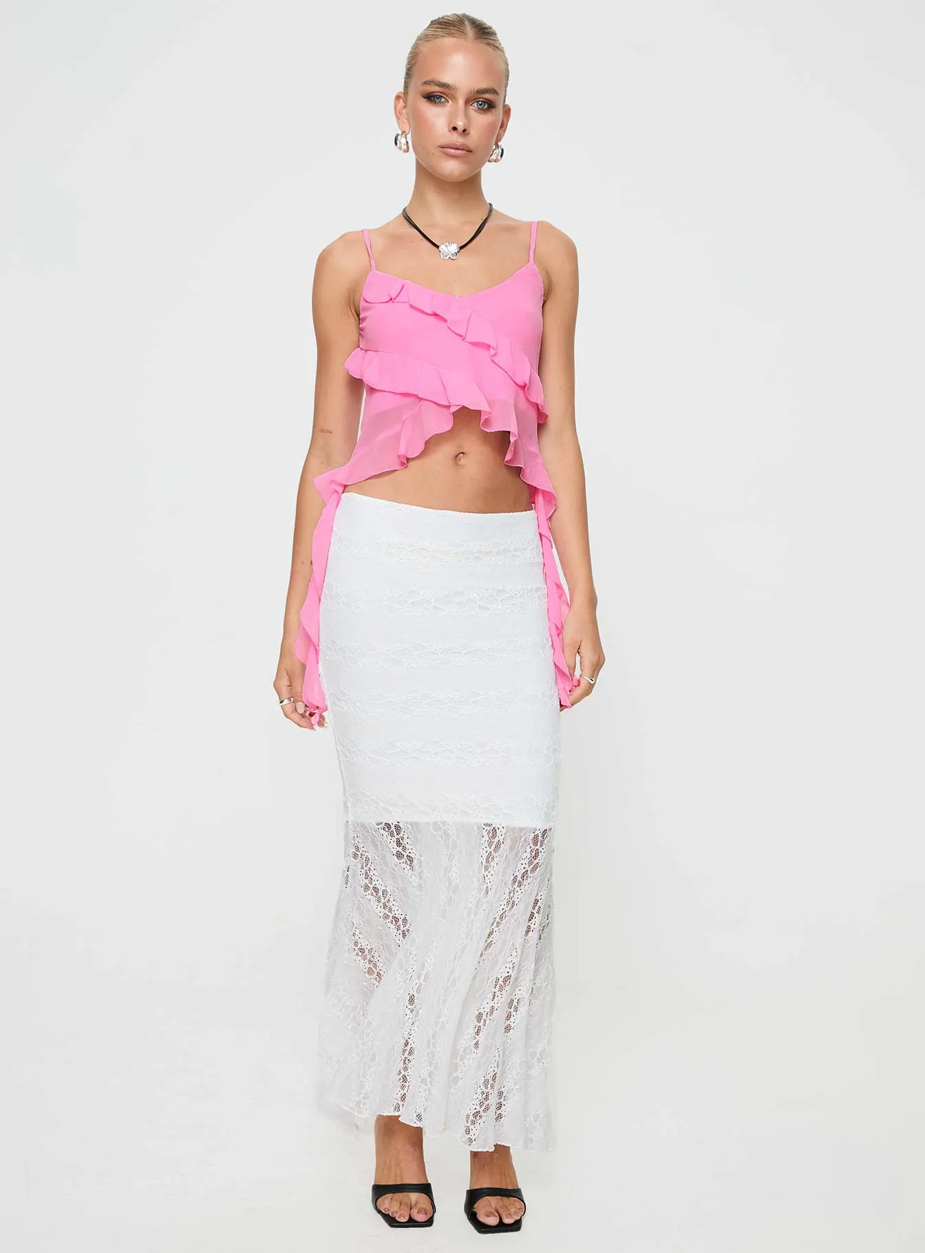 Date Night Maxi Skirt White Odor Resistant Treatment