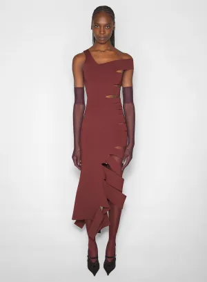 Care-Instructions-Included Relaxed Waist burgundy bandage knit dress