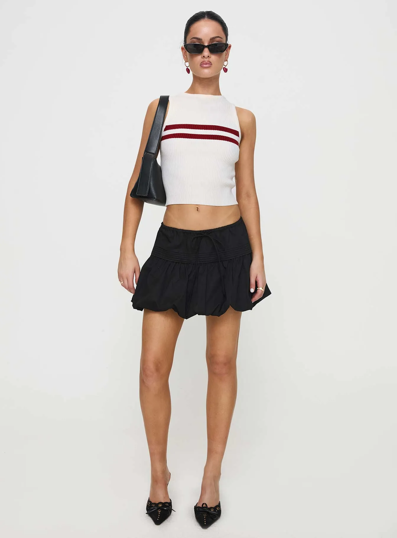 Dear London Bubble Hem Mini Skirt Black Laidback Mood
