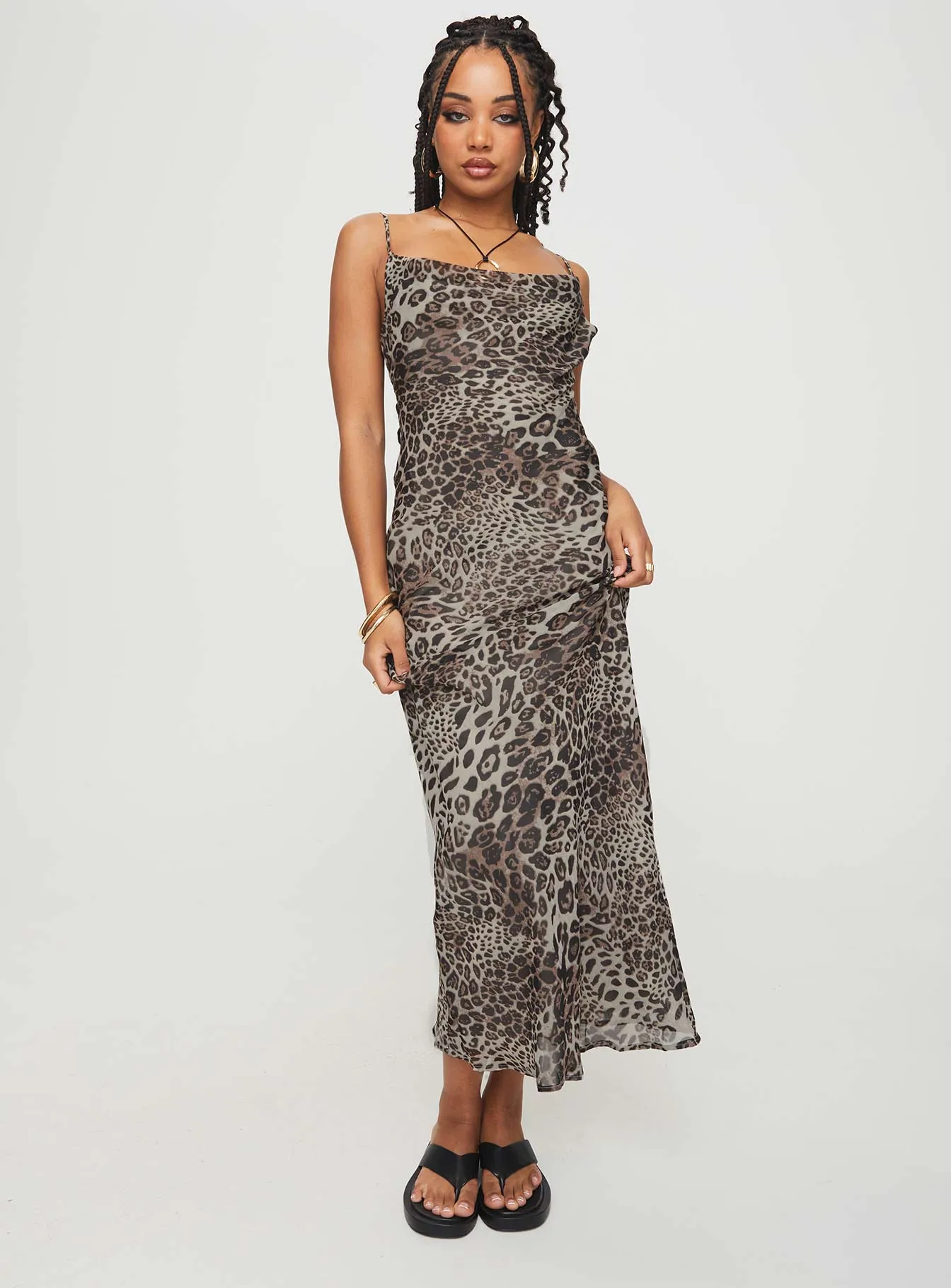 Declynn Bias Cut Maxi Dress Leopard Comfy Flex