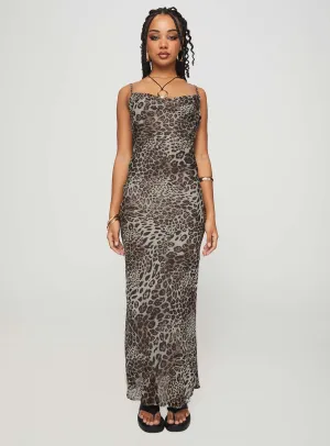 Declynn Bias Cut Maxi Dress Leopard single wear