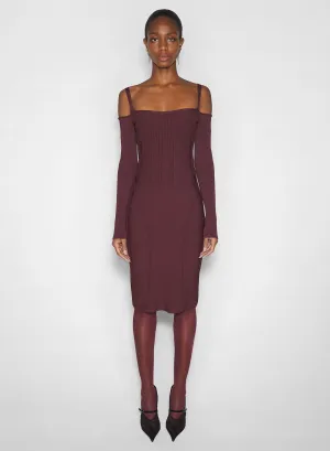 Semi Fit burgundy boning detail knit dress