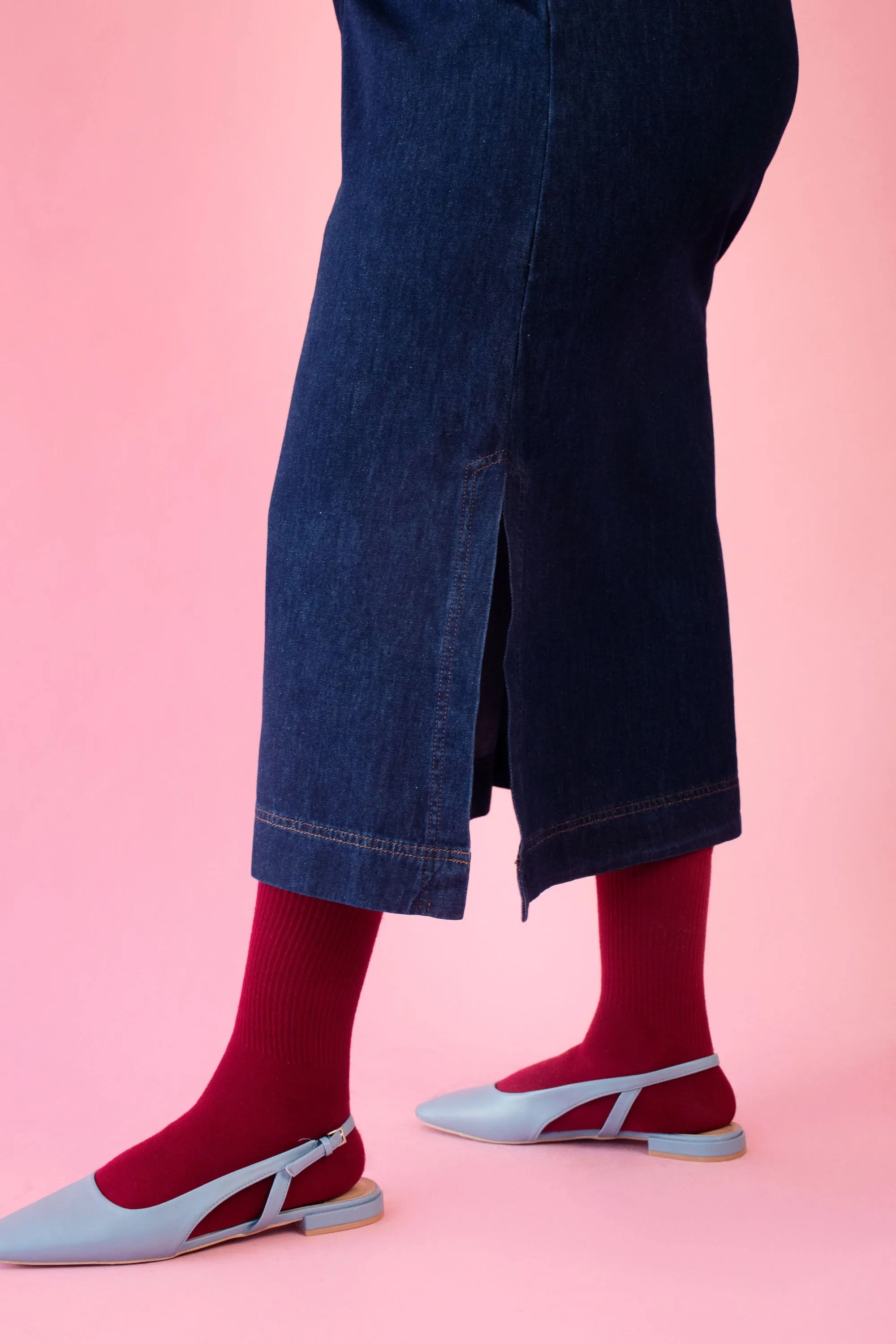 Denim Tunic Dress with Stud Details Smooth Motion Polished Layer