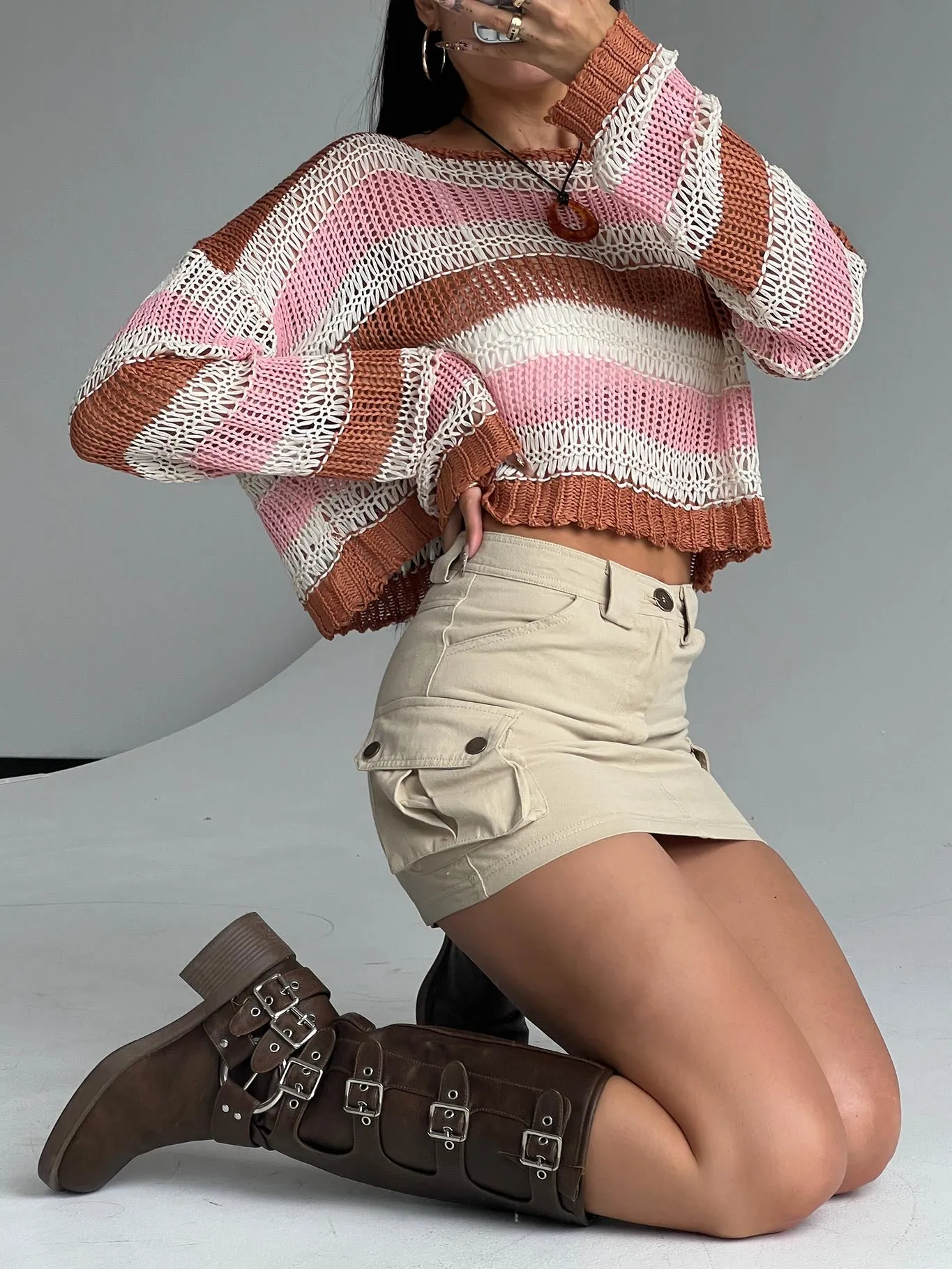 Lydie Cargo Mini Skirt Beige Petite Light Comfort