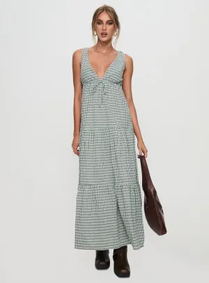 Style Moment TearResistantFabric Dipsie Maxi Dress Blue / Brown Check