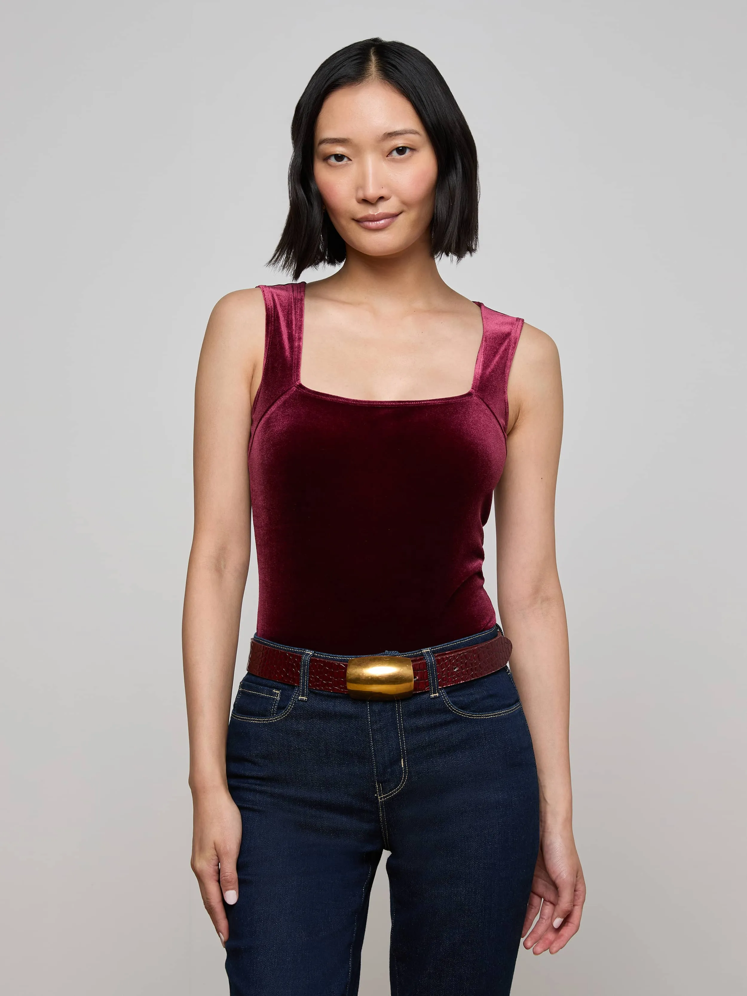 Molly Velvet Bodysuit Relaxed Jeans Fast Fit