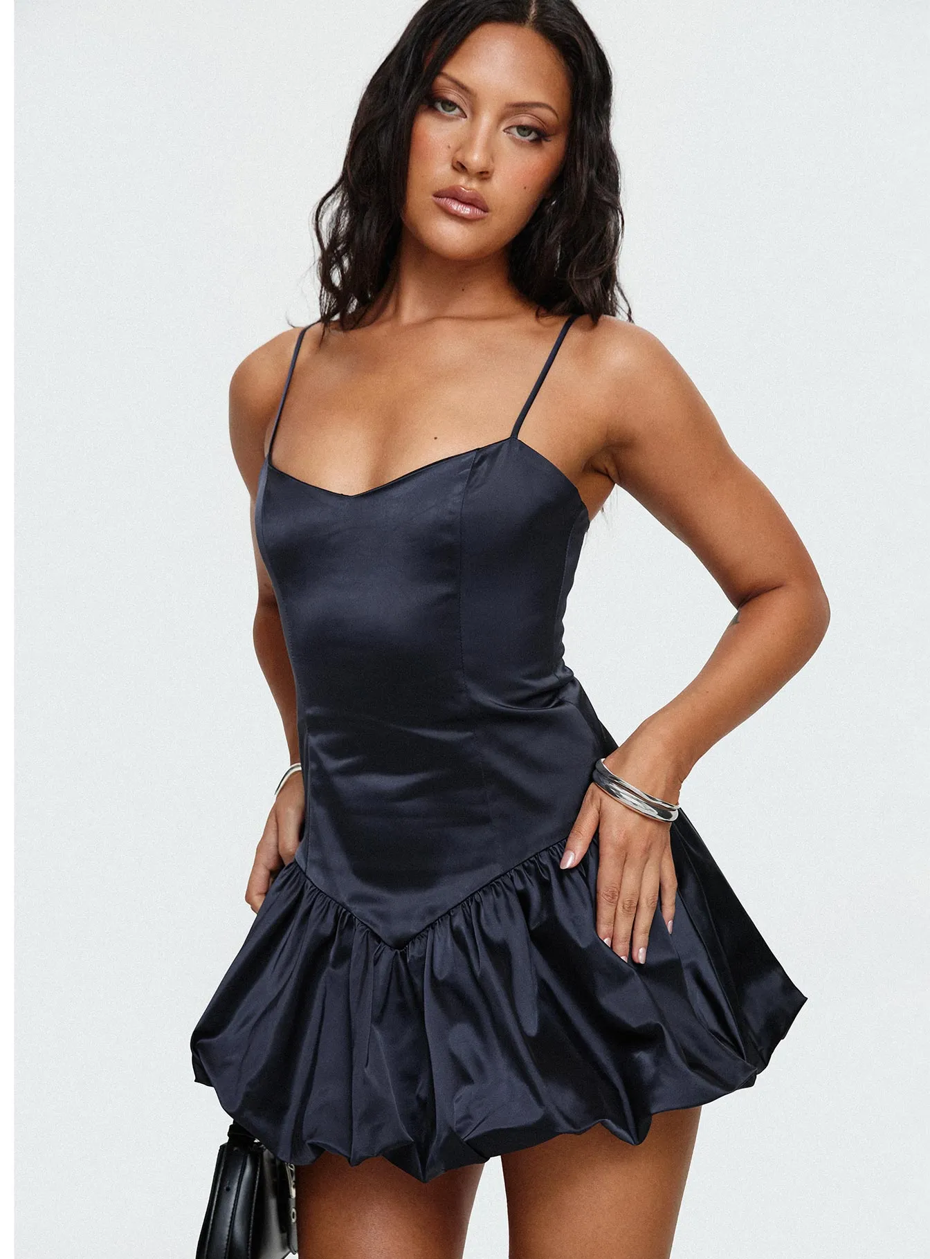 Lace Fine Elegant Tailoring Dollhouse Mini Dress Navy