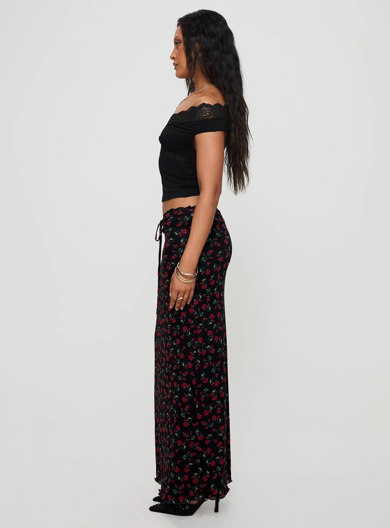 All Day Fit Smart Fit Donabella Mesh Maxi Skirt Black / Red