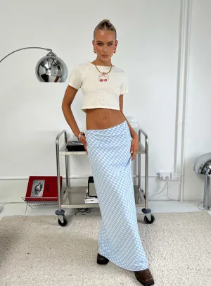 Dont Touch Maxi Skirt Blue Gingham A Line Silhouette