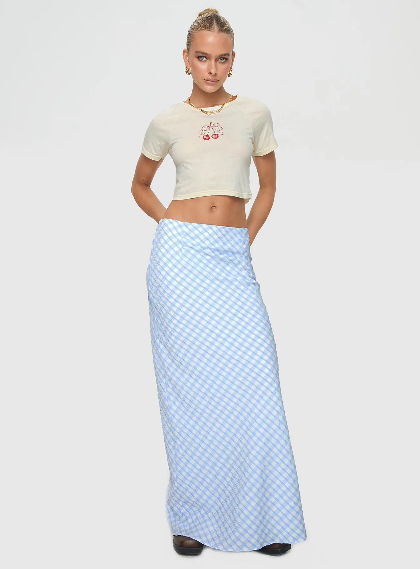 Dont Touch Maxi Skirt Blue Gingham Glamorous Appeal